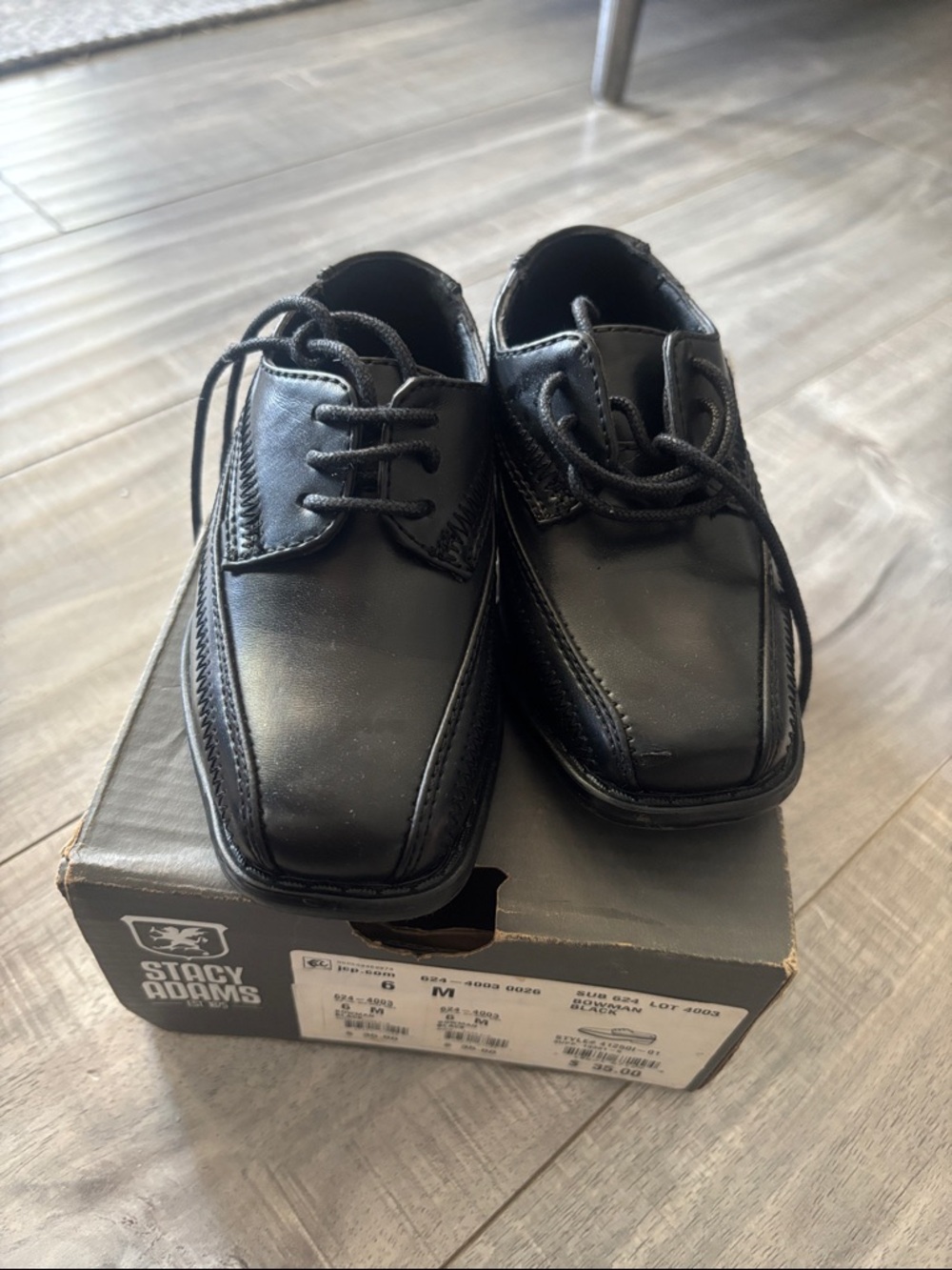Stacy Adams Black Kids Lace-Up Dress Shoes